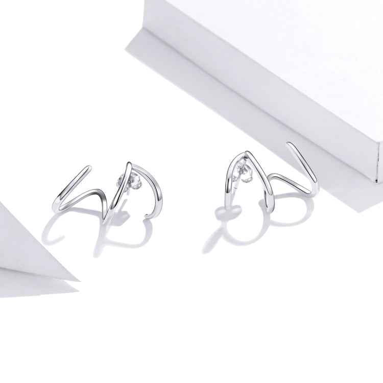 S925 Sterling Silver Simple Style Lines Women Earrings