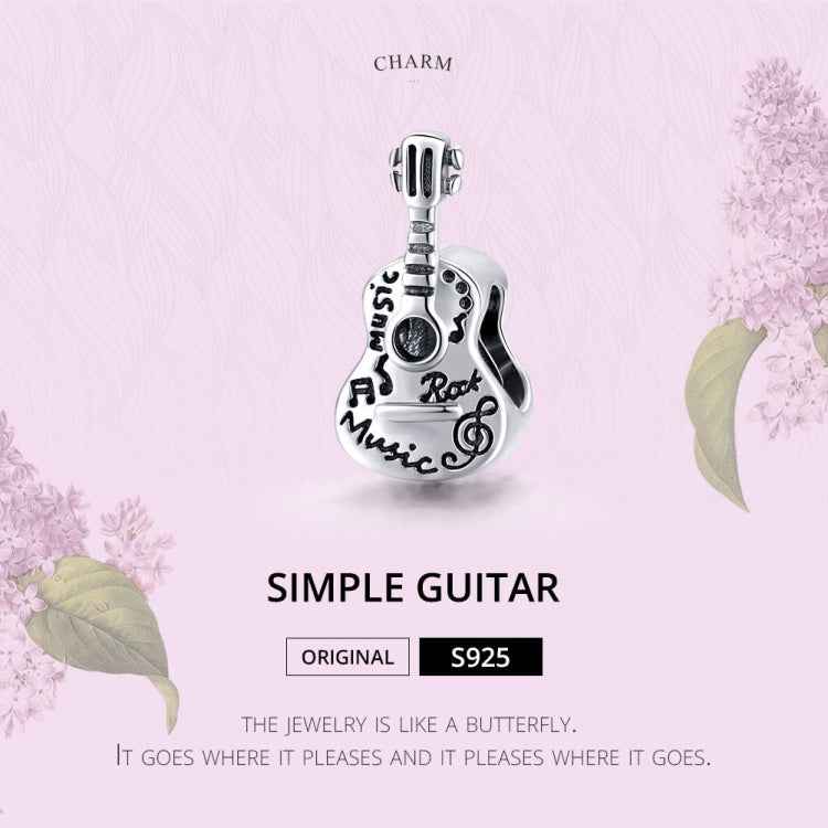 S925 Sterling Silver Simple Guitar Beads DIY Bracelet Necklace Accessories