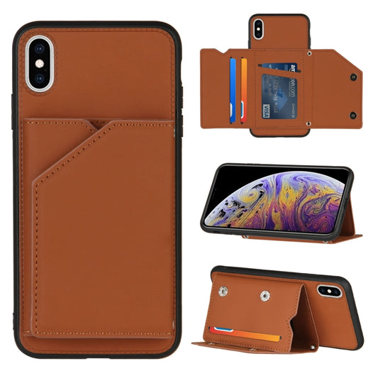 Skin Feel PU + TPU + PC Back Cover Shockproof Case with Card Slots & Holder & Photo Frame, For iPhone X / XS, For iPhone XR, For iPhone XS Max, For iPhone 11 Pro, For iPhone 11, For iPhone 11 Pro Max, For iPhone 12 mini, For iPhone 12 / 12 Pro         ...