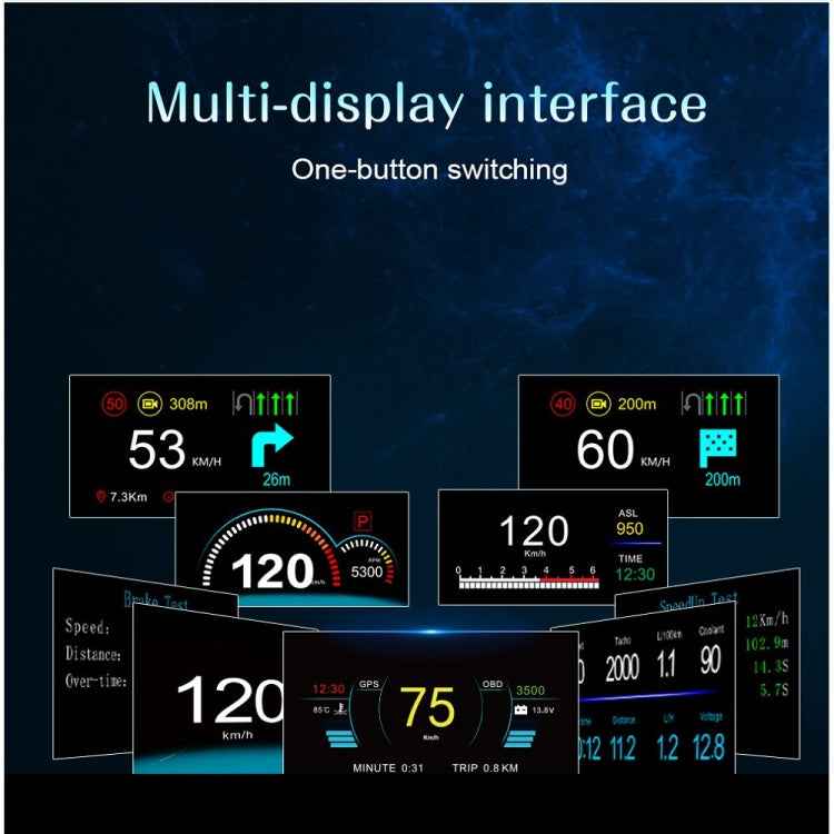 C1 OBD2 + GPS Mode Car HUD Head-up Display Compass / Speed / Water Temperature / Voltage Display / Speed / Fault Alarm / Navigation Function