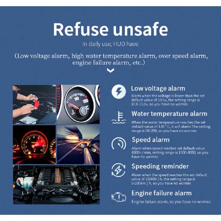 P20 OBD2 + GPS Mode Car Head-up Display HUD Overspeed / Speed / Water Temperature Alarm