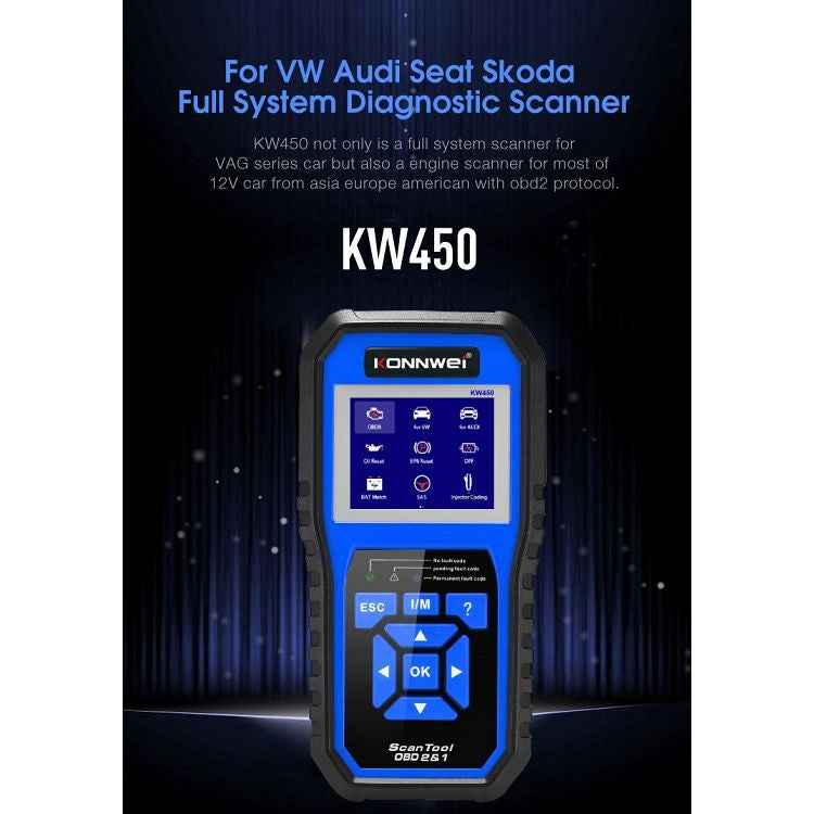 KONNWEI KW450 Car 2.8 inch TFT Color Screen Battery Tester Support 2 Languages / System  XP WIN7 WIN8 WIN10