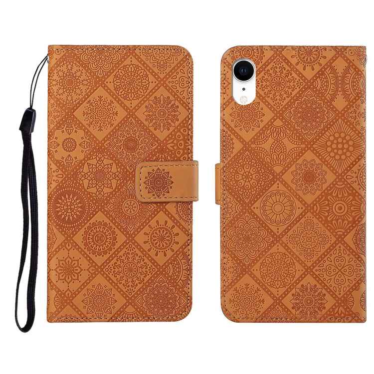 Ethnic Style Embossed Pattern Horizontal Flip Leather Case with Holder & Card Slots & Wallet & Lanyard, For iPhone 12, For iPhone 12 Mini, For iPhone 12 Pro Max, For iPhone SE 2022 / SE 2020 / 8 / 7, For iPhone XR, For iPhone XS Max
