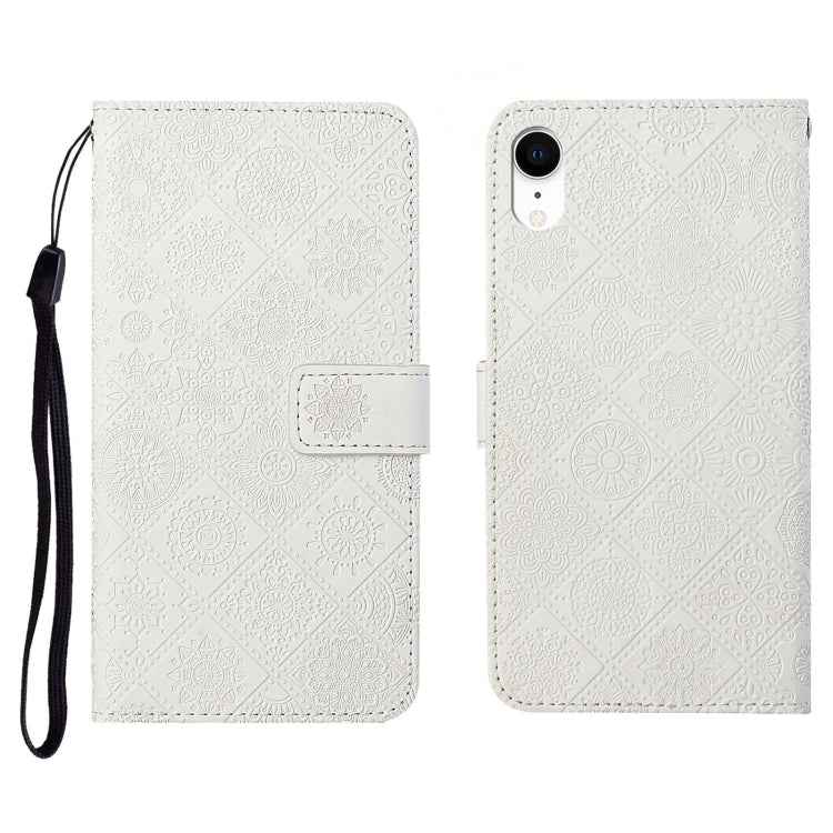 Ethnic Style Embossed Pattern Horizontal Flip Leather Case with Holder & Card Slots & Wallet & Lanyard, For iPhone 12, For iPhone 12 Mini, For iPhone 12 Pro Max, For iPhone SE 2022 / SE 2020 / 8 / 7, For iPhone XR, For iPhone XS Max