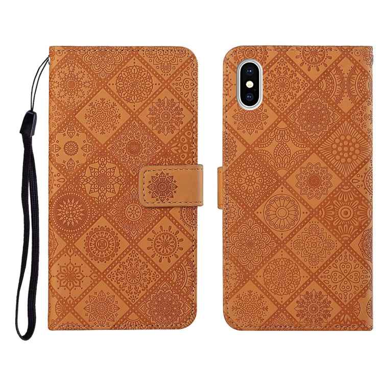 Ethnic Style Embossed Pattern Horizontal Flip Leather Case with Holder & Card Slots & Wallet & Lanyard, For iPhone 12, For iPhone 12 Mini, For iPhone 12 Pro Max, For iPhone SE 2022 / SE 2020 / 8 / 7, For iPhone XR, For iPhone XS Max