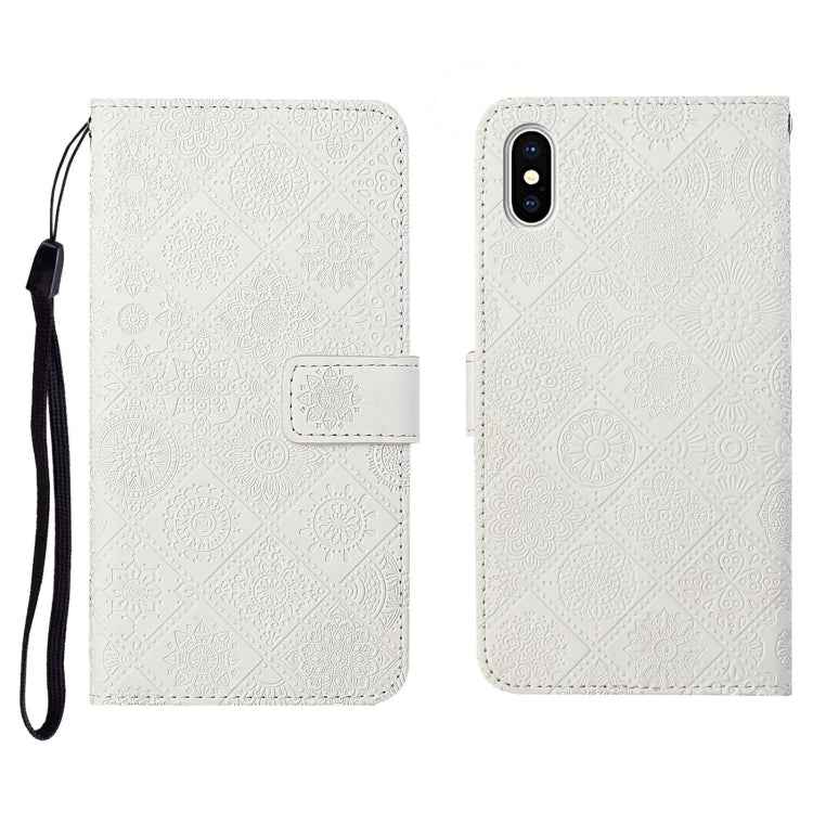 Ethnic Style Embossed Pattern Horizontal Flip Leather Case with Holder & Card Slots & Wallet & Lanyard, For iPhone 12, For iPhone 12 Mini, For iPhone 12 Pro Max, For iPhone SE 2022 / SE 2020 / 8 / 7, For iPhone XR, For iPhone XS Max