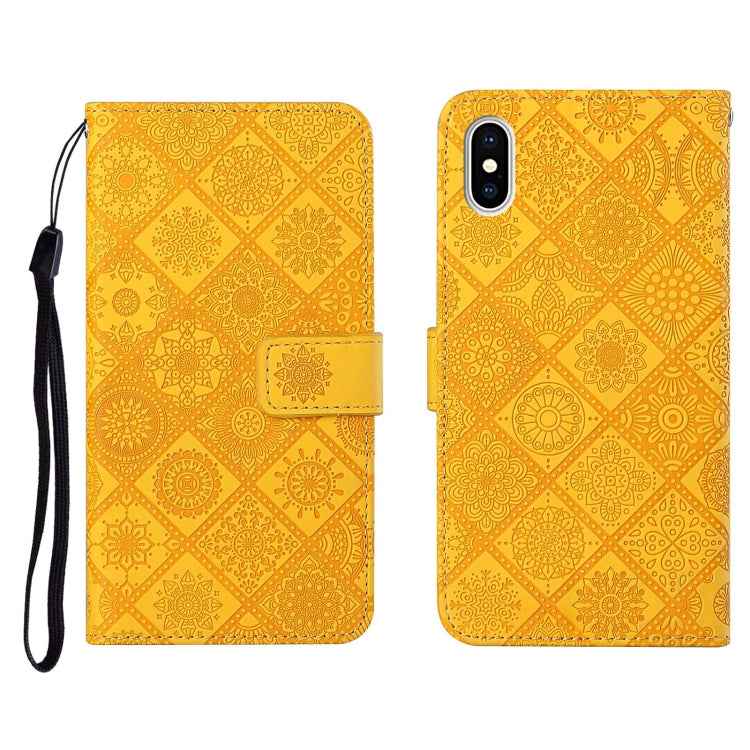 Ethnic Style Embossed Pattern Horizontal Flip Leather Case with Holder & Card Slots & Wallet & Lanyard, For iPhone XS / X