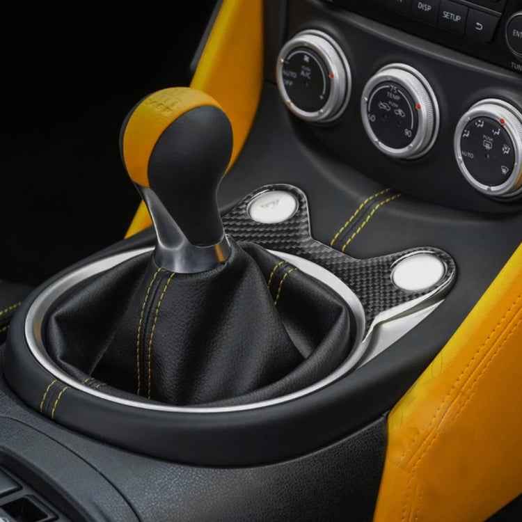 Car Carbon Fiber Half Gear Position Console Panel Decorative Sticker for Nissan 370Z Z34 2009-, Left and Right Drive Universal