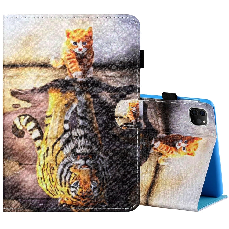 Sewing Thread Horizontal Painted Flat Leather Case with Pen Cover & Anti Skid Strip & Card Slot & Holder & Sleep / Wake-up Function, For iPad Mini 5 / 4 / 3 / 2 / 1, For iPad 10.2 / iPad Air 10.5 (2019), For iPad Pro 11 inch (2020) / (2018), For iPad Air