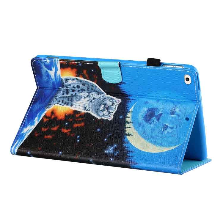 Sewing Thread Horizontal Painted Flat Leather Case with Pen Cover & Anti Skid Strip & Card Slot & Holder & Sleep / Wake-up Function, For iPad Air 2, For  iPad 9.7 (2018) / (2017), For iPad Air 2022 / 2020 10.9