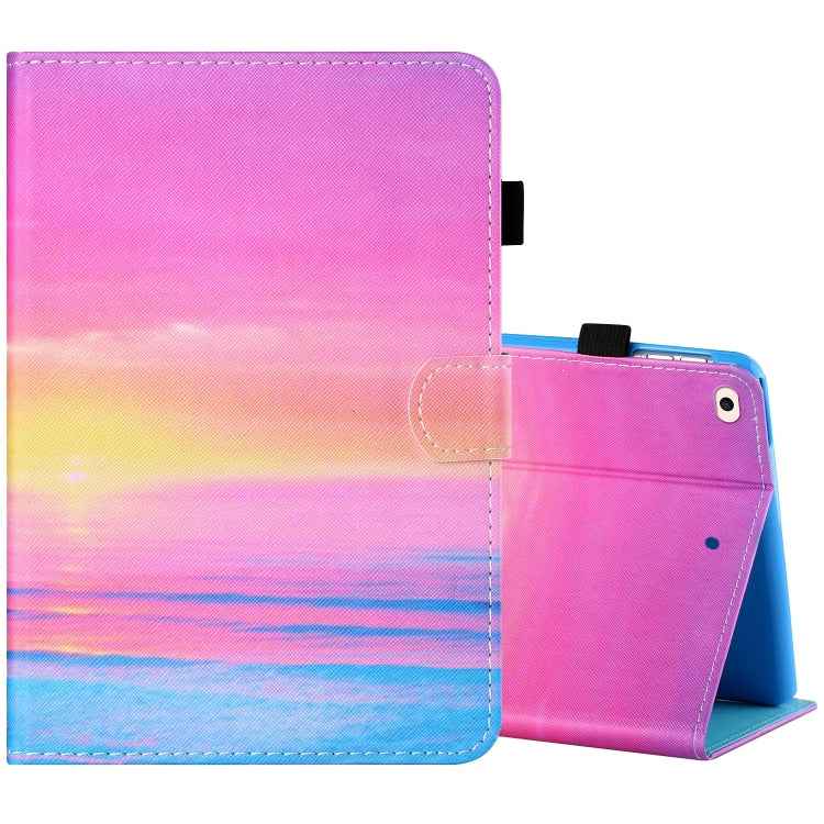 Sewing Thread Horizontal Painted Flat Leather Case with Pen Cover & Anti Skid Strip & Card Slot & Holder & Sleep / Wake-up Function, For iPad Air 2, For  iPad 9.7 (2018) / (2017), For iPad Air 2022 / 2020 10.9