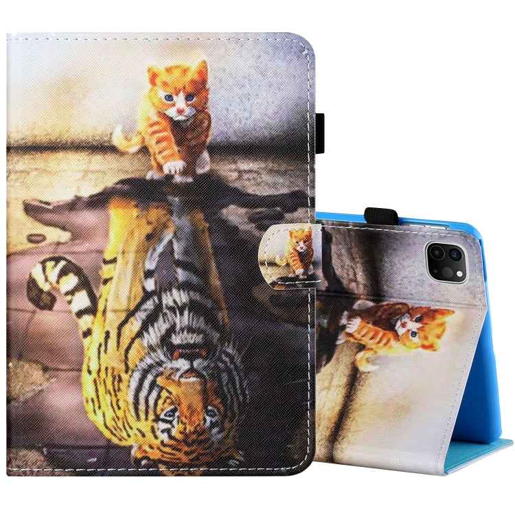 Sewing Thread Horizontal Painted Flat Leather Case with Pen Cover & Anti Skid Strip & Card Slot & Holder & Sleep / Wake-up Function, For iPad Air 2, For  iPad 9.7 (2018) / (2017), For iPad Air 2022 / 2020 10.9