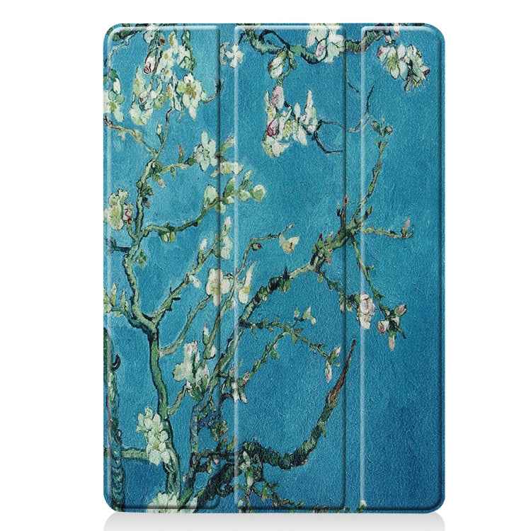 For iPad 10.2 Colored Drawing Horizontal Flip Leather Case with Three-folding Holder & Sleep / Wake-up Function