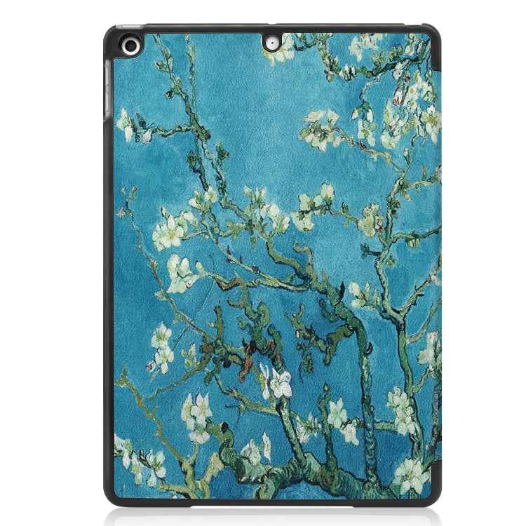For iPad 10.2 Colored Drawing Horizontal Flip Leather Case with Three-folding Holder & Sleep / Wake-up Function