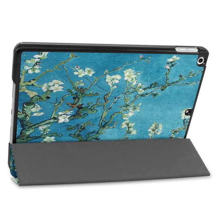 For iPad 10.2 Colored Drawing Horizontal Flip Leather Case with Three-folding Holder & Sleep / Wake-up Function