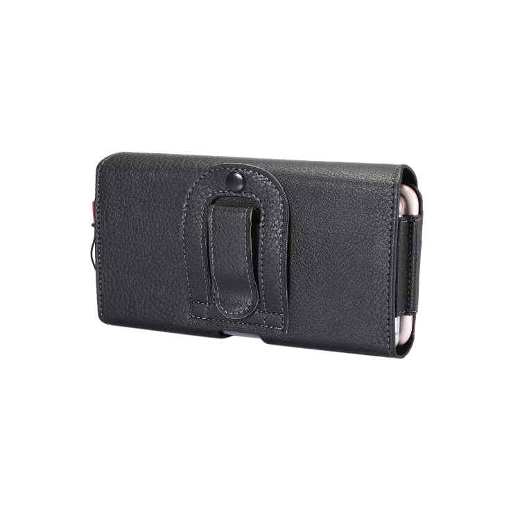 Litchi Texture Vertical Flip Thwartwise PU Leather Case / Waist Bag with Back Splint & Card Slots & 15cm Lanyard for 6.7 inch Phone Universal