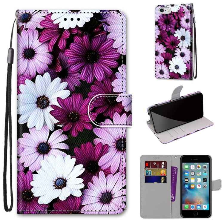 Coloured Drawing Cross Texture Horizontal Flip PU Leather Case with Holder & Card Slots & Wallet & Lanyard, For iPhone 6 / 6s, For iPhone SE 2022 / SE 2020 / 8 / 7