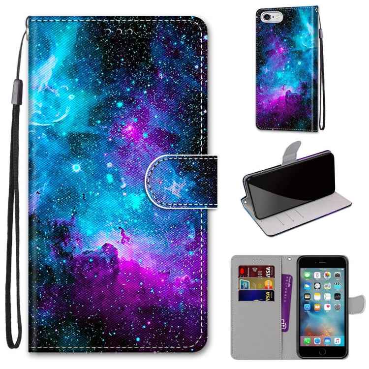 Coloured Drawing Cross Texture Horizontal Flip PU Leather Case with Holder & Card Slots & Wallet & Lanyard, For iPhone 6 / 6s, For iPhone SE 2022 / SE 2020 / 8 / 7