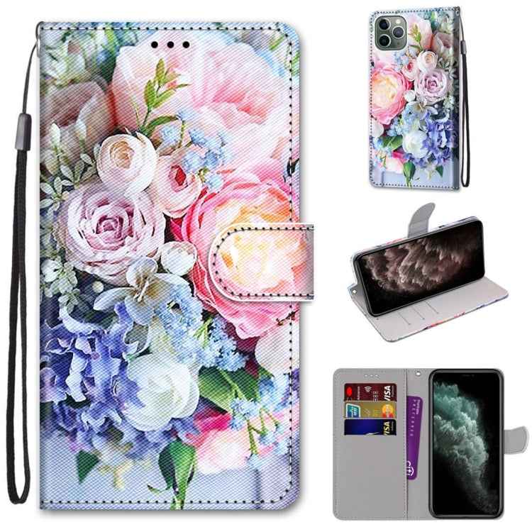 Coloured Drawing Cross Texture Horizontal Flip PU Leather Case with Holder & Card Slots & Wallet & Lanyard, For iPhone 11 Pro Max, For iPhone 12 mini