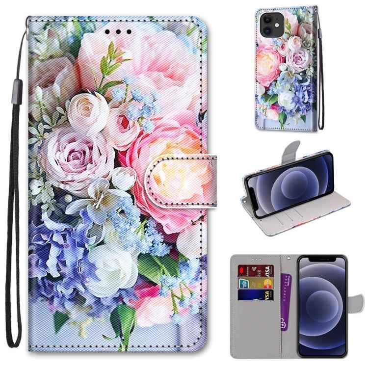 Coloured Drawing Cross Texture Horizontal Flip PU Leather Case with Holder & Card Slots & Wallet & Lanyard, For iPhone 11 Pro Max, For iPhone 12 mini