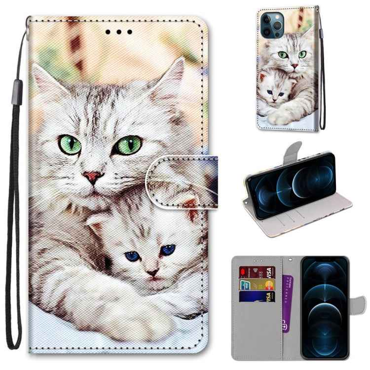 Coloured Drawing Cross Texture Horizontal Flip PU Leather Case with Holder & Card Slots & Wallet & Lanyard, For iPhone 12 / 12 Pro, For iPhone 12 Pro Max