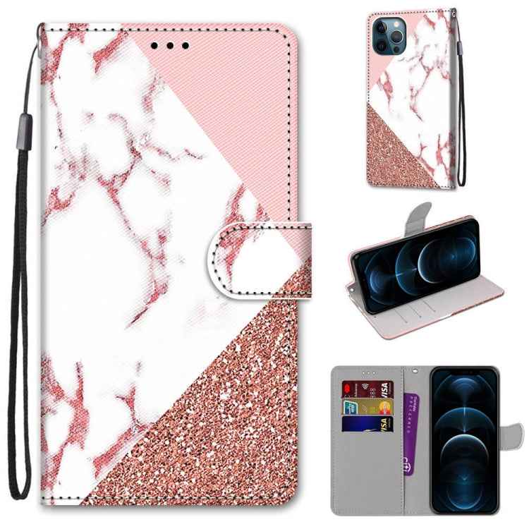 Coloured Drawing Cross Texture Horizontal Flip PU Leather Case with Holder & Card Slots & Wallet & Lanyard, For iPhone 12 / 12 Pro, For iPhone 12 Pro Max