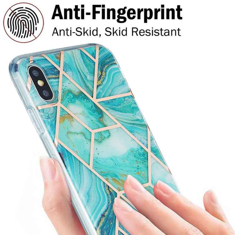 3D Electroplating Marble Pattern TPU Protective Case, For iPhone XS Max