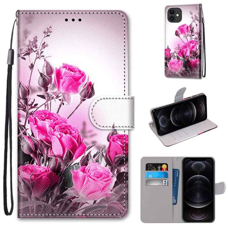 Coloured Drawing Cross Texture Horizontal Flip PU Leather Case with Holder & Card Slots & Wallet & Lanyard, For iPhone 12 mini, For iPhone 12 / 12 Pro