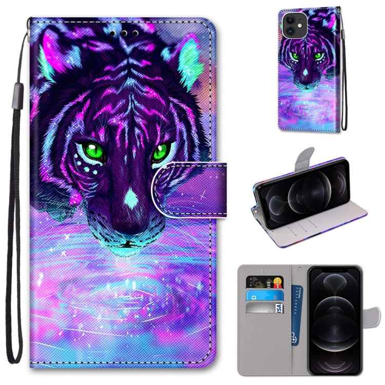 Coloured Drawing Cross Texture Horizontal Flip PU Leather Case with Holder & Card Slots & Wallet & Lanyard, For iPhone 12 mini, For iPhone 12 / 12 Pro