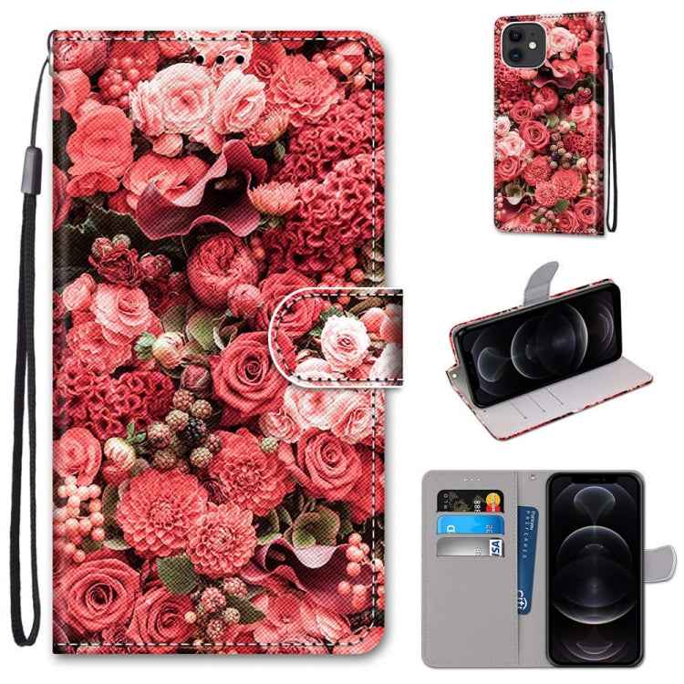Coloured Drawing Cross Texture Horizontal Flip PU Leather Case with Holder & Card Slots & Wallet & Lanyard, For iPhone 12 mini, For iPhone 12 / 12 Pro