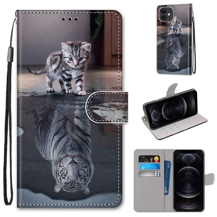 Coloured Drawing Cross Texture Horizontal Flip PU Leather Case with Holder & Card Slots & Wallet & Lanyard, For iPhone 12 mini, For iPhone 12 / 12 Pro