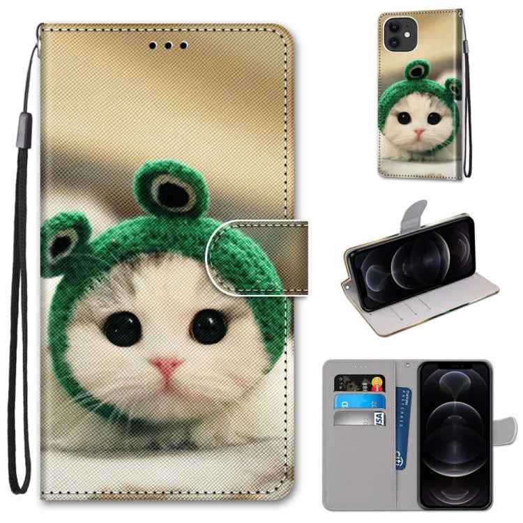 Coloured Drawing Cross Texture Horizontal Flip PU Leather Case with Holder & Card Slots & Wallet & Lanyard, For iPhone 12 mini, For iPhone 12 / 12 Pro