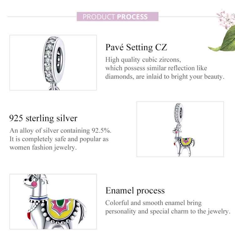 S925 Sterling Silver Cute Alpaca Pendant DIY Bracelet Necklace Accessories