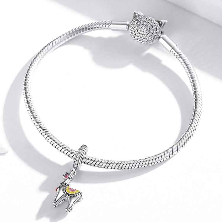 S925 Sterling Silver Cute Alpaca Pendant DIY Bracelet Necklace Accessories