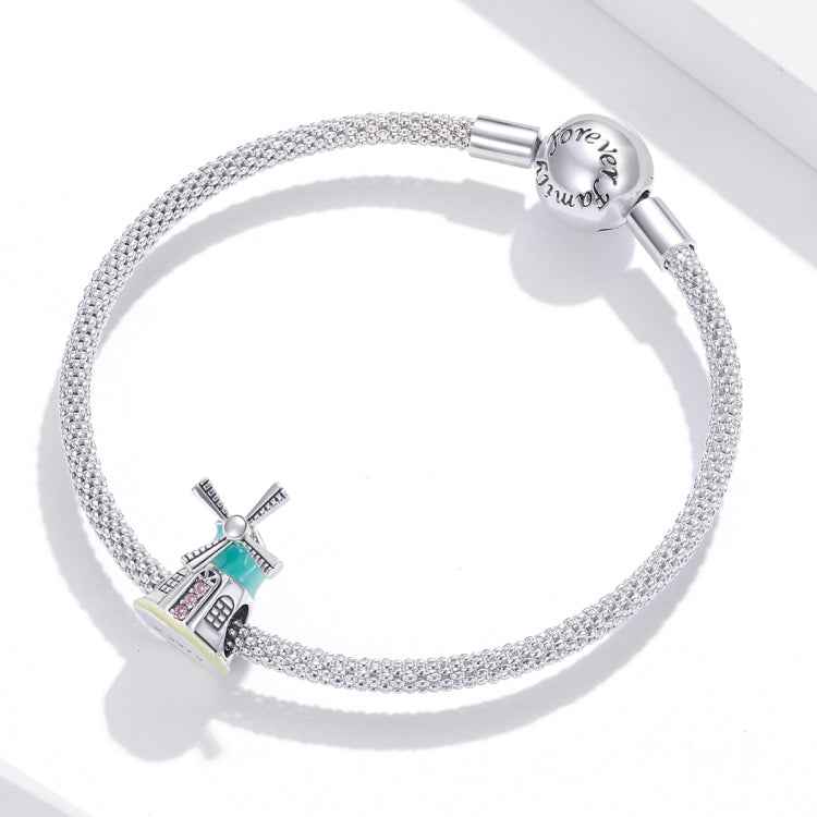 S925 Sterling Silver Dutch Windmills Beads DIY Bracelet Necklace Accessories