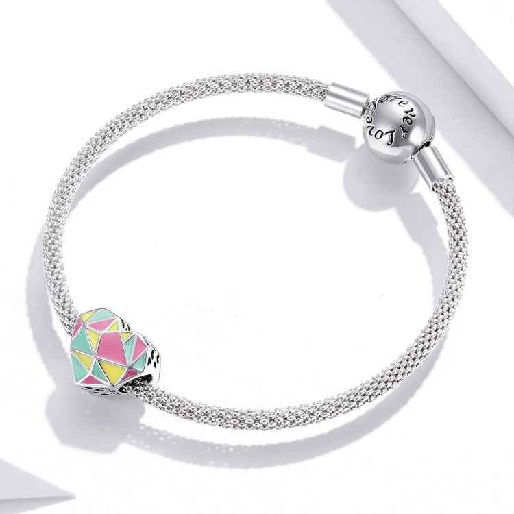 S925 Sterling Silver Heart Geometry Beads DIY Bracelet Necklace Accessories