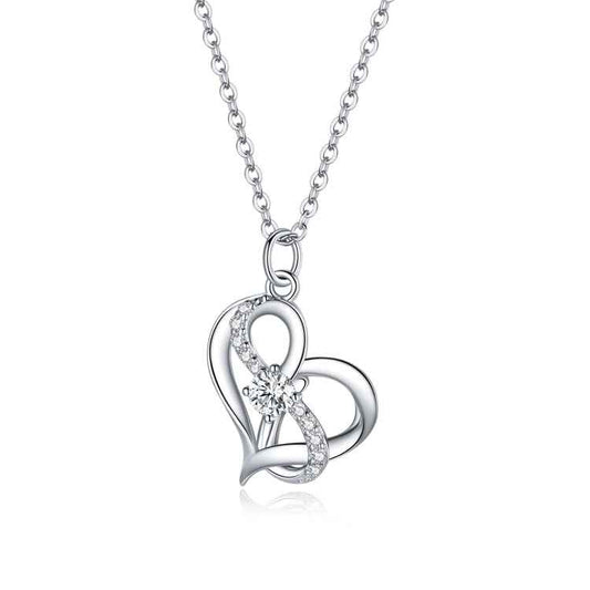 S925 Sterling Silver Heart To Heart Women Nacklace Jewelry