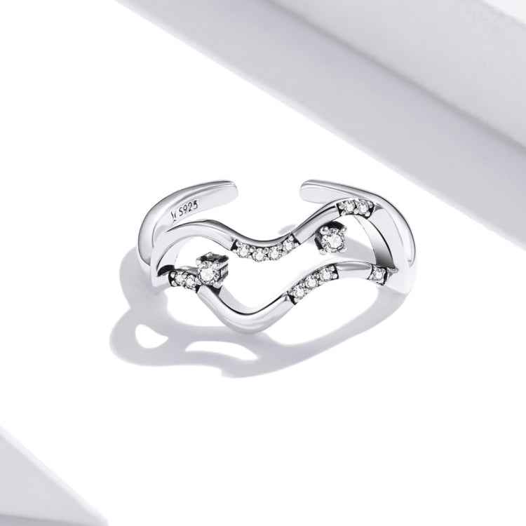 S925 Sterling Silver Galaxy Stars Women Open Ring