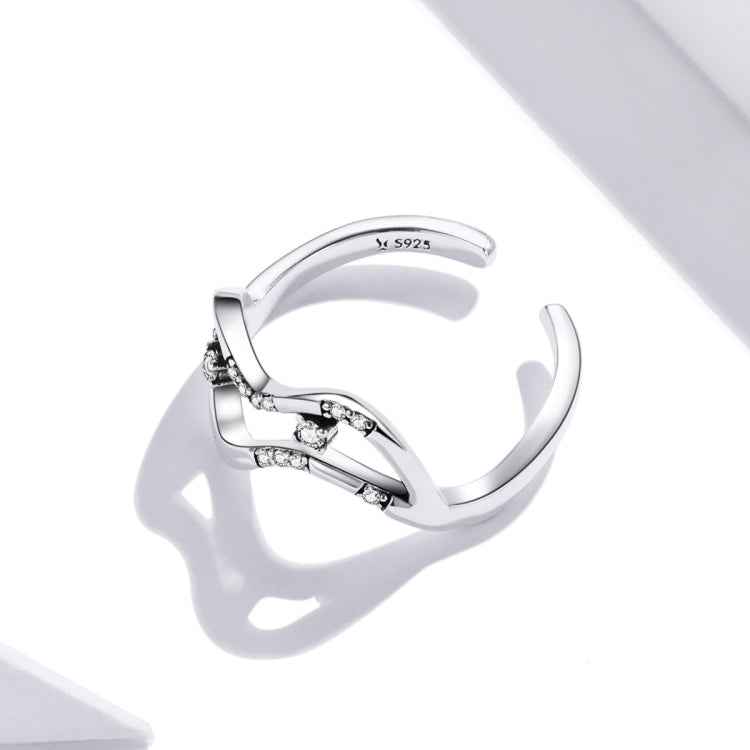 S925 Sterling Silver Galaxy Stars Women Open Ring