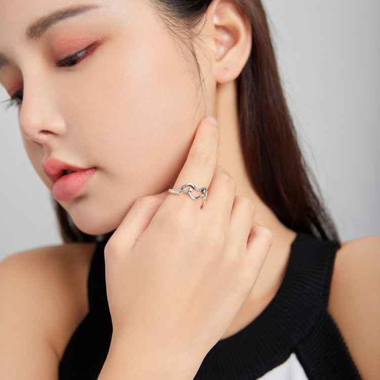 S925 Sterling Silver Galaxy Stars Women Open Ring