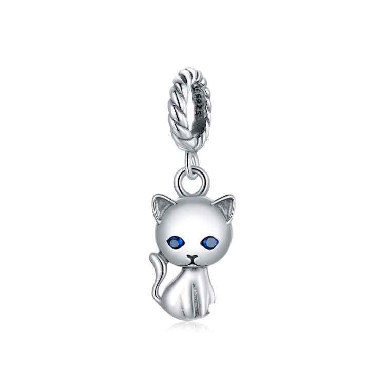 S925 Sterling Silver Cute Cat Pendant DIY Bracelet Necklace Accessories