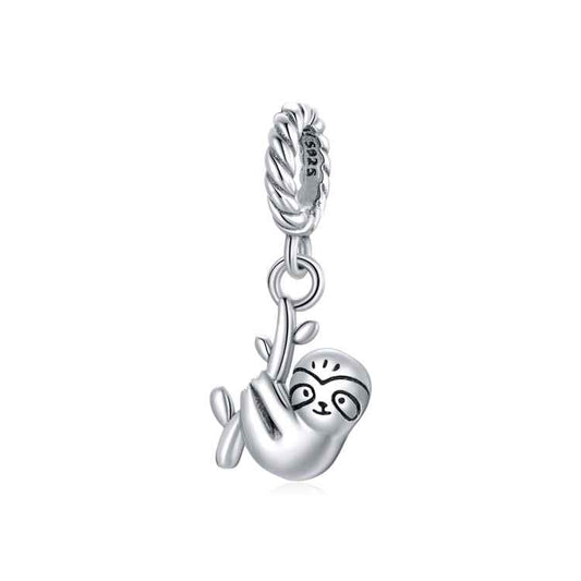 S925 Sterling Silver Cute Little Sloth Pendant DIY Bracelet Necklace Accessories