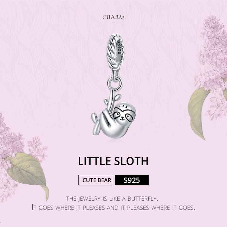 S925 Sterling Silver Cute Little Sloth Pendant DIY Bracelet Necklace Accessories