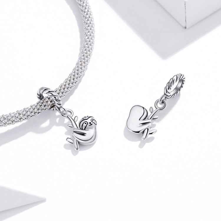 S925 Sterling Silver Cute Little Sloth Pendant DIY Bracelet Necklace Accessories