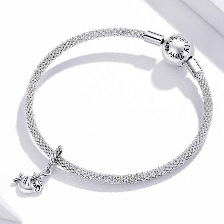 S925 Sterling Silver Cute Little Sloth Pendant DIY Bracelet Necklace Accessories