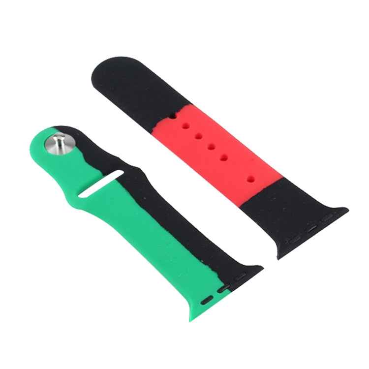 Black Unity Silicone Sports Replacement Watchbands For Apple Watch Series 6 & SE & 5 & 4 40mm / 3 & 2 & 1 38mm