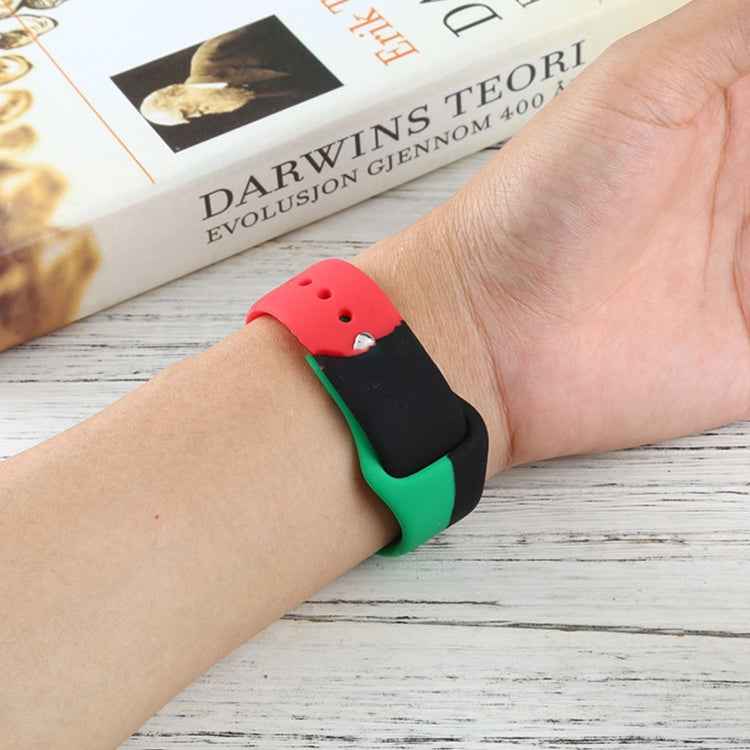 Black Unity Silicone Sports Replacement Watchbands For Apple Watch Series 6 & SE & 5 & 4 40mm / 3 & 2 & 1 38mm