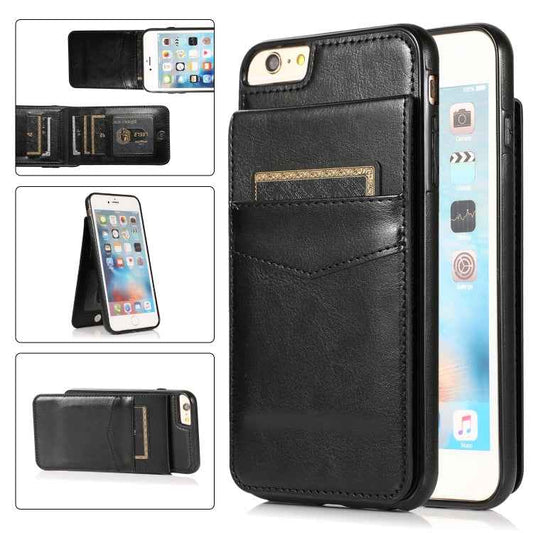 Solid Color PC + TPU Protective Case with Holder & Card Slots, For iPhone 6, For iPhone 6 Plus, For iPhone 8 Plus / 7 Plus, For iPhone XS / X, For iPhone XR, For iPhone XS Max, For iPhone 11, For iPhone 11 Pro