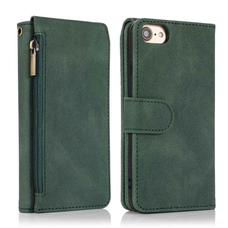 Skin-feel Crazy Horse Texture Zipper Wallet Bag Horizontal Flip Leather Case with Holder & Card Slots & Wallet & Lanyard, For iPhone 6, For iPhone 6 Plus, For iPhone SE 2022 / SE 2020 / 8 / 7, For iPhone 8 Plus / 7 Plus, For iPhone XS / X, For iPhone X...