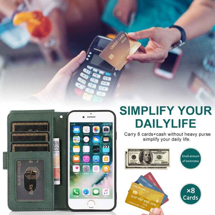 Skin-feel Crazy Horse Texture Zipper Wallet Bag Horizontal Flip Leather Case with Holder & Card Slots & Wallet & Lanyard, For iPhone 6, For iPhone 6 Plus, For iPhone SE 2022 / SE 2020 / 8 / 7, For iPhone 8 Plus / 7 Plus, For iPhone XS / X, For iPhone X...